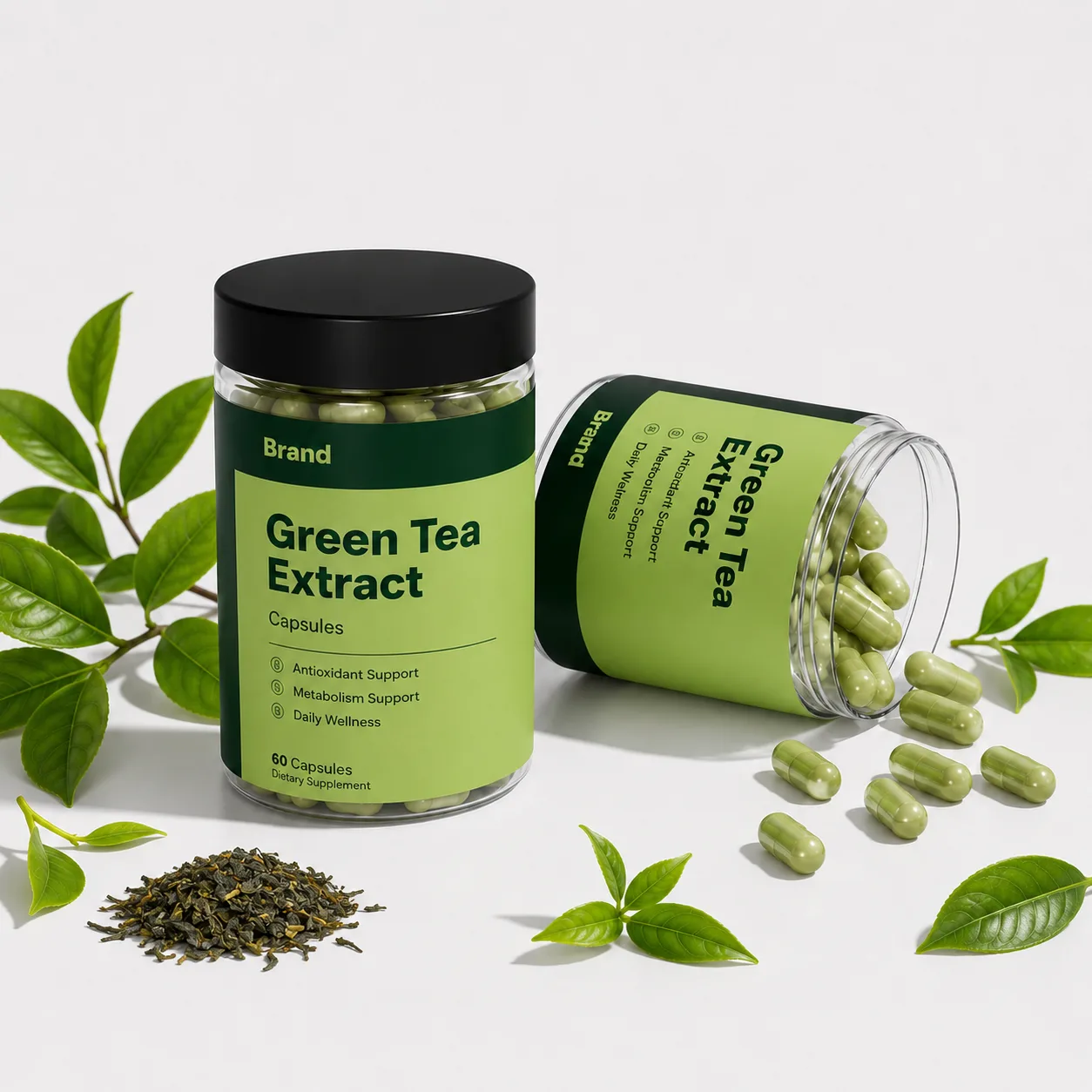 Green Tea Extract Capsules manufacturing in India for nutraceutical and wellness supplement brands with private label packaging bulk supply and export support