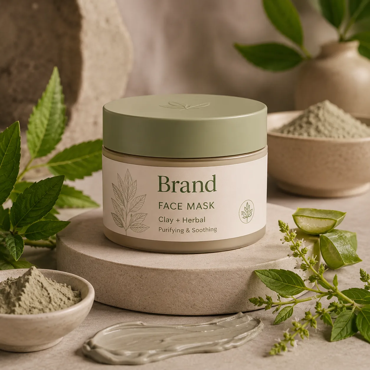 Face Mask (Clay/Herbal) manufacturing in India for skincare, beauty and personal care brands with private label packaging bulk supply and export support