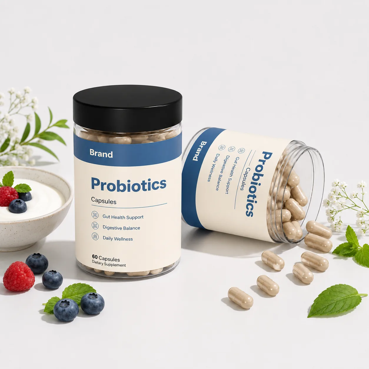 Probiotics Tablet Capsules manufacturing in India for nutraceutical and wellness supplement brands custom formulation bulk production and export buyers