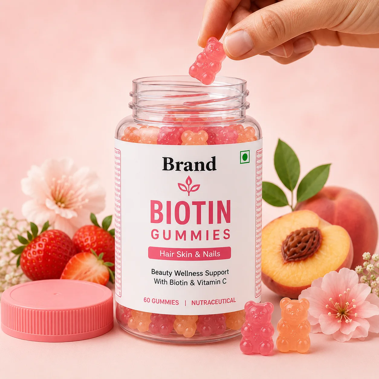 Biotin gummies manufacturer and exporter in India for private label brands custom formulation bulk orders and global B2B buyers