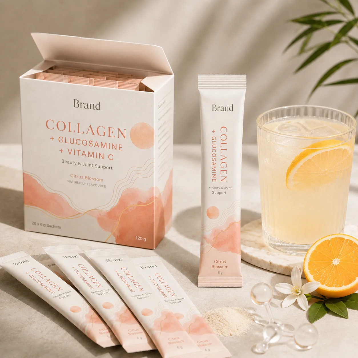 Collagen + Glucosamine + Vitamin C supplier and manufacturer from India for custom formulation private label products and worldwide B2B supply