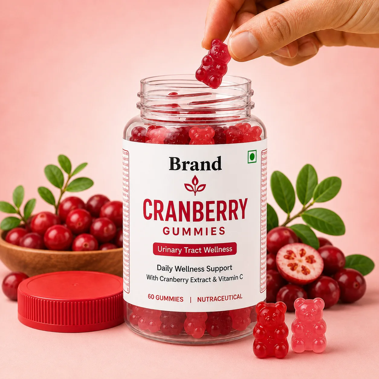 Cranberry Gummies manufacturing in India for chewable supplement and wellness brands with private label packaging bulk supply and export support