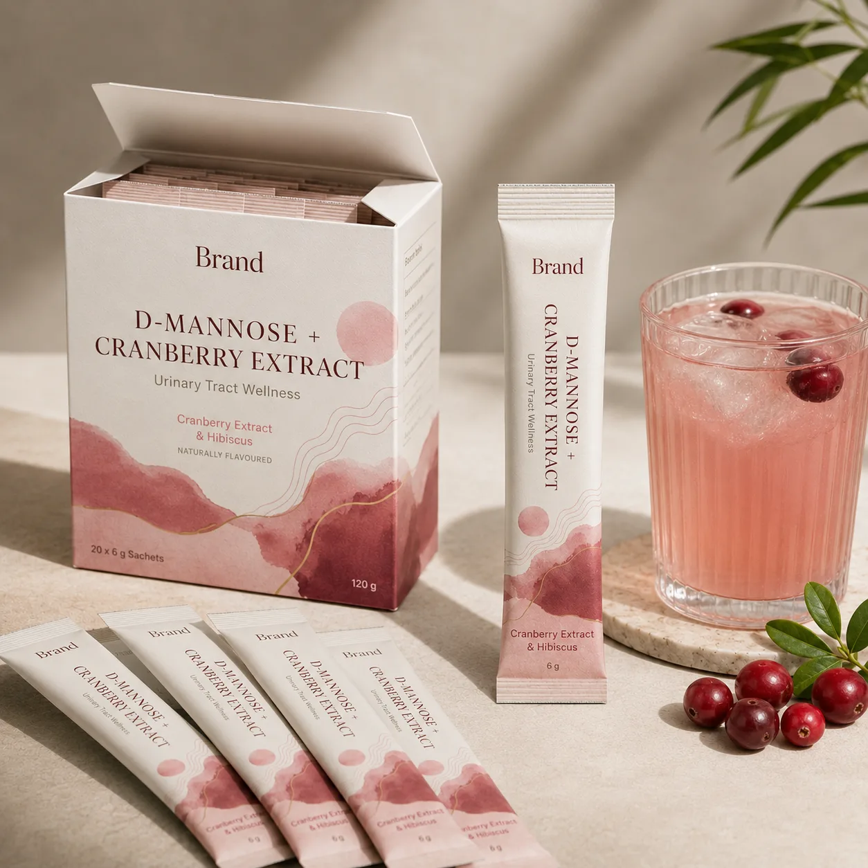 D-Mannose + Cranberry Extract manufacturing in India for single-dose supplement, hydration and wellness brands with private label packaging bulk supply and export support