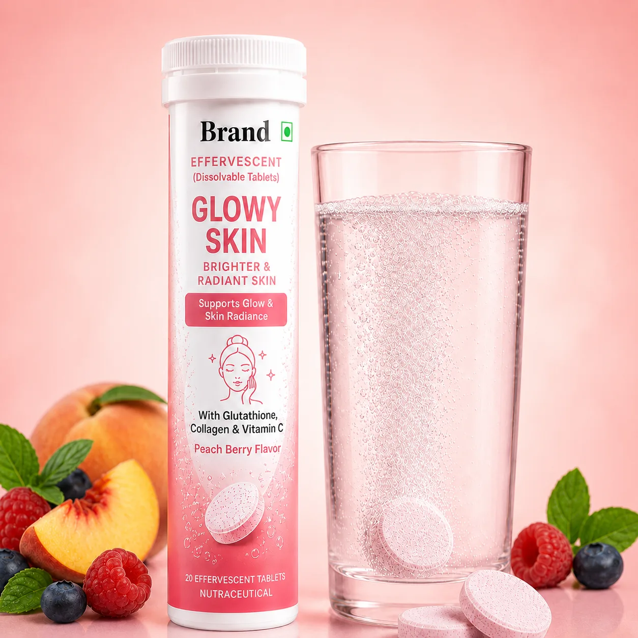 Glowy Skin EFFERVESCENT supplier and manufacturer from India for custom formulation private label products and worldwide B2B supply
