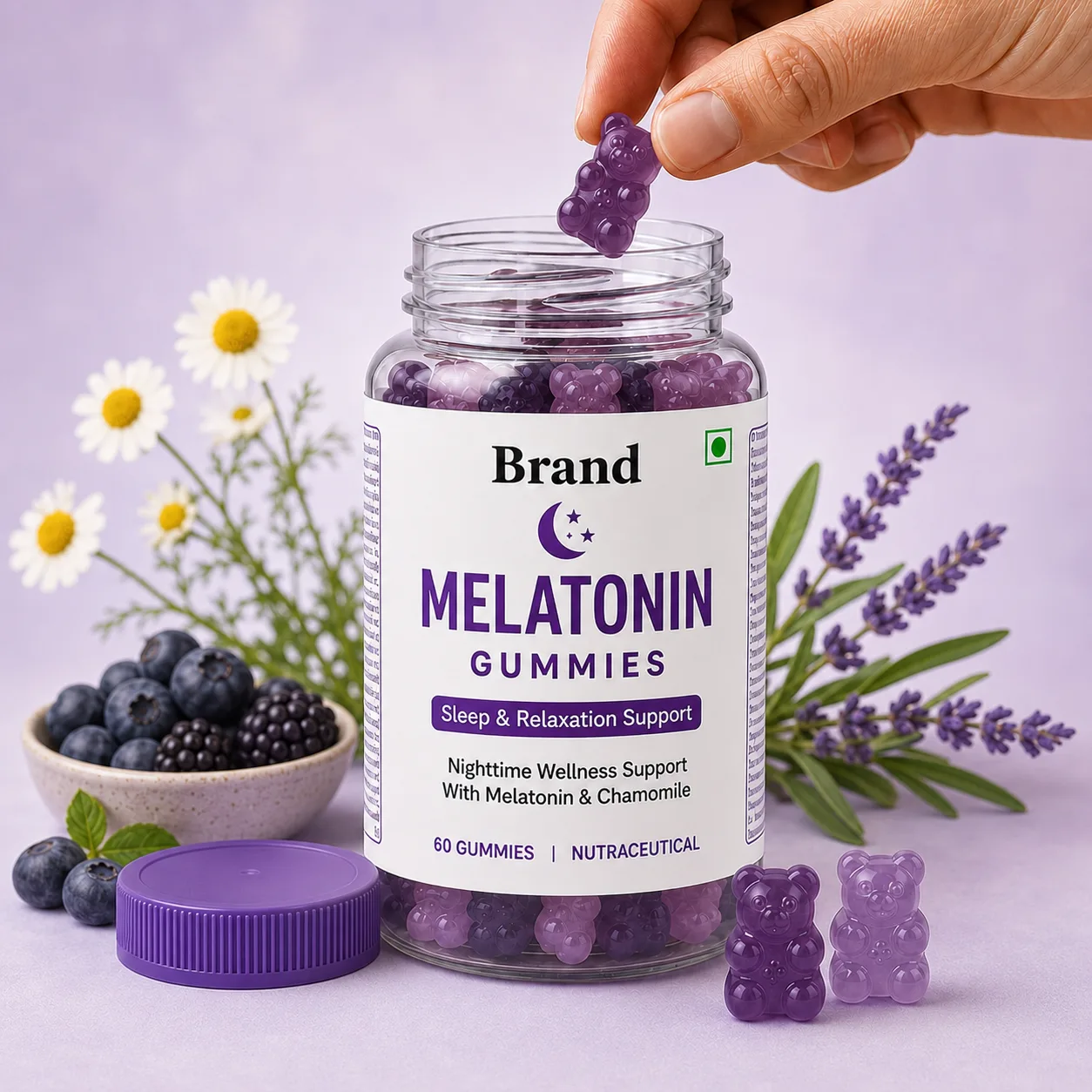 Melatonin Gummies Private label manufacturing in India for chewable supplement and wellness brands custom formulation bulk production and export buyers