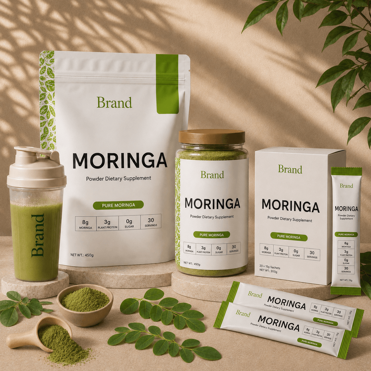 Moringa powder manufacturer in India for private label ayurvedic herbal supplements bulk production and export supply