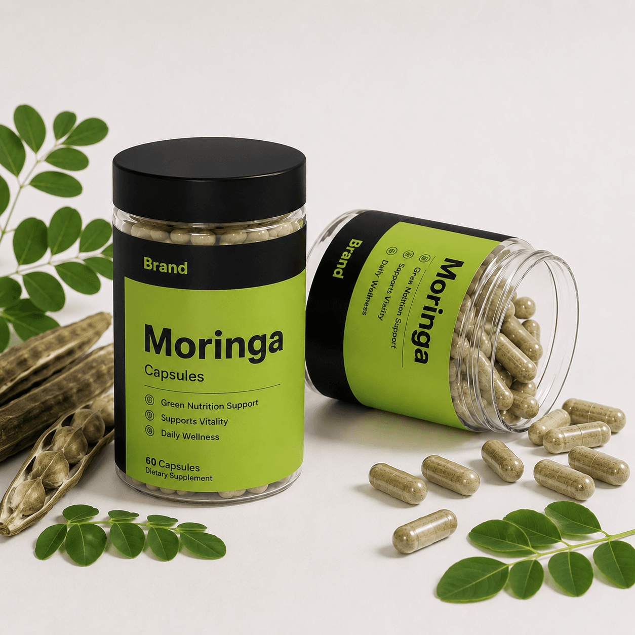 Moringa capsule manufacturer and exporter in India for private label herbal wellness brands custom formulation bulk orders and global B2B buyers
