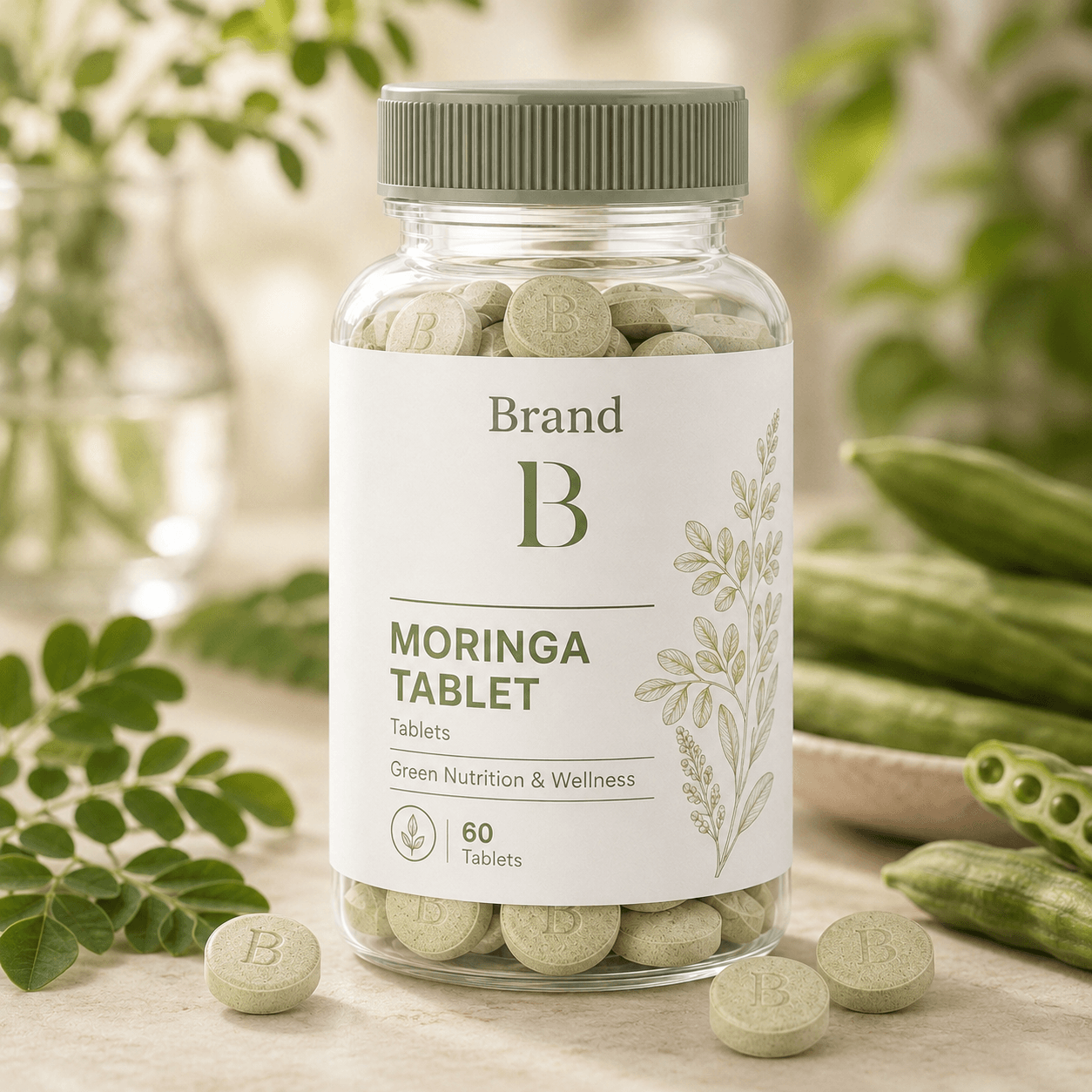 Moringa tablet manufacturer and exporter in India for private label herbal supplement brands and B2B buyers