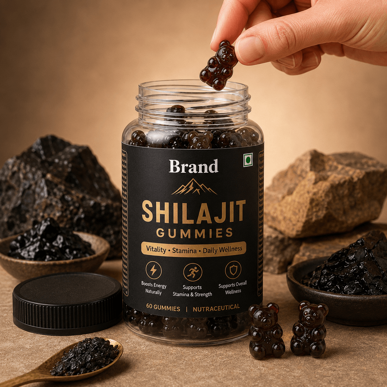 Shilajit Gummies private label packaging and labeling support in India for export-quality effervescent supplement brands