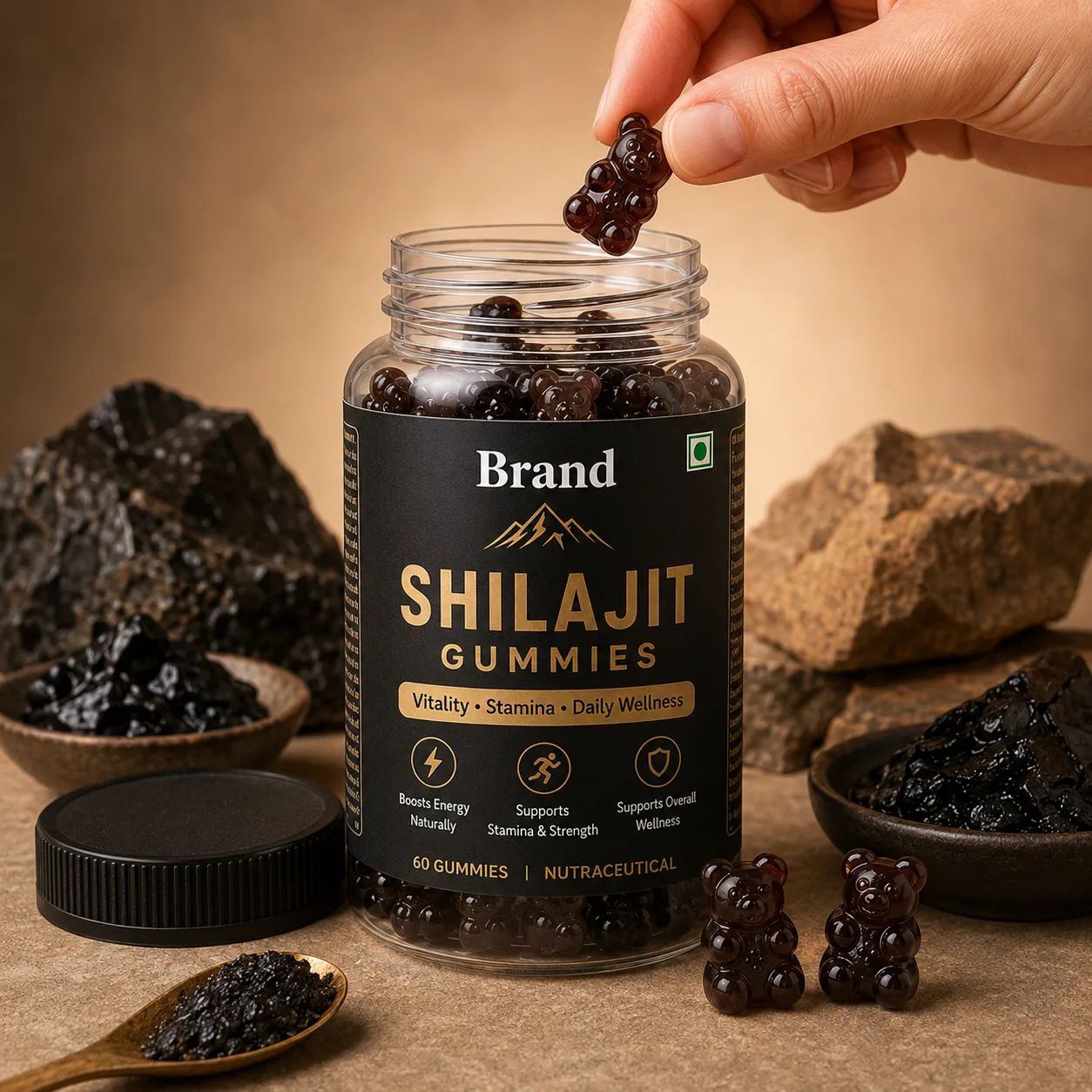 Shilajit Gummies private label packaging and labeling support in India for export-quality effervescent supplement brands