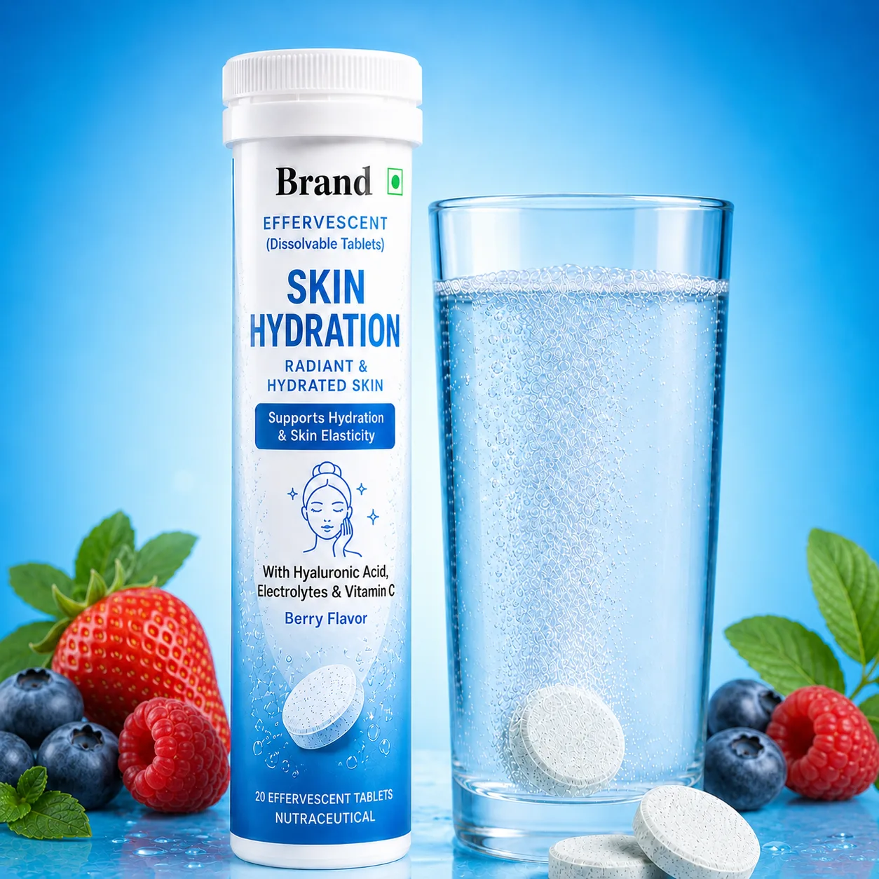 Skin Hydration EFFERVESCENT Export-quality manufacturer in India for private label effervescent supplement brands distributors and importers