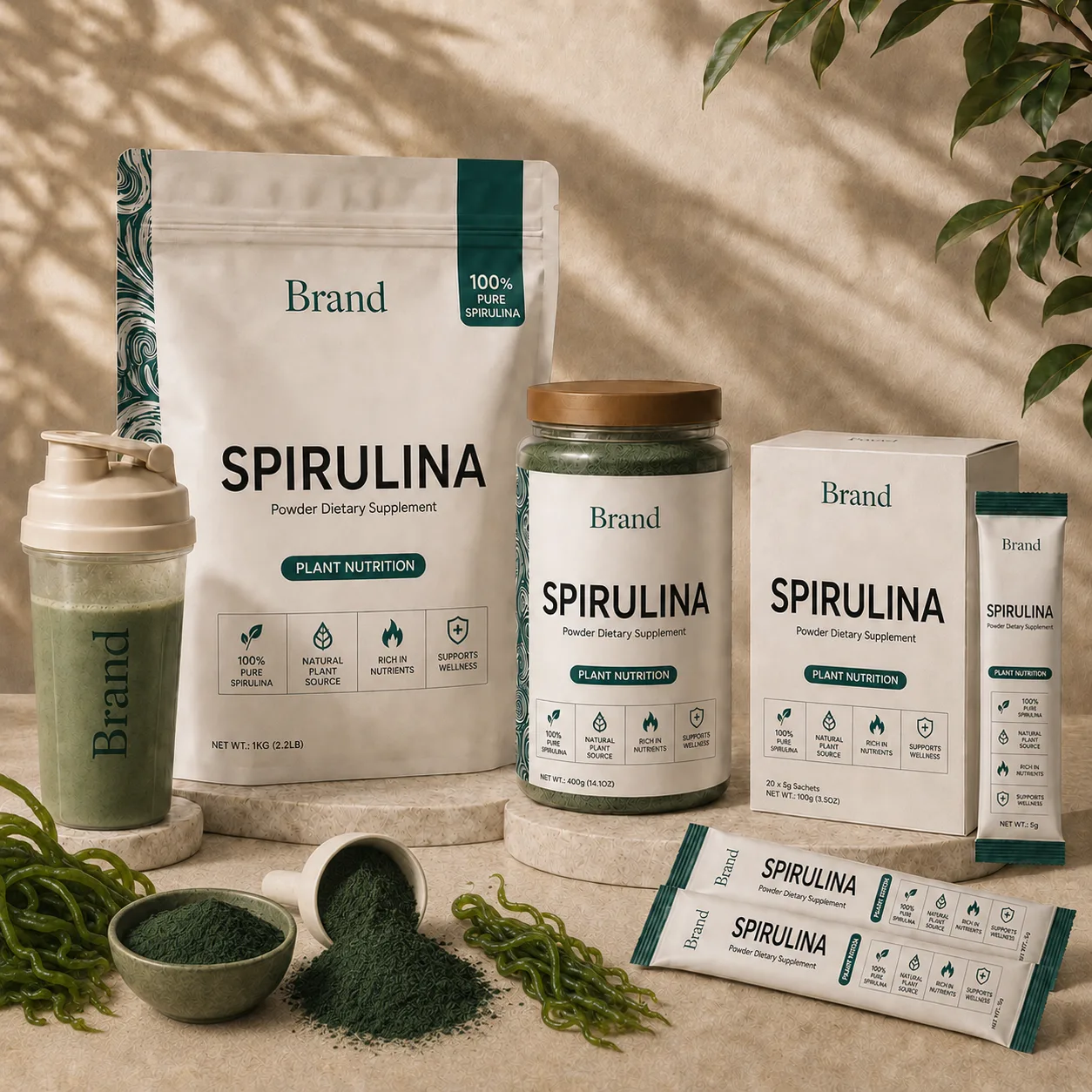 Spirulina supplier and manufacturer from India for custom formulation private label products and worldwide B2B supply