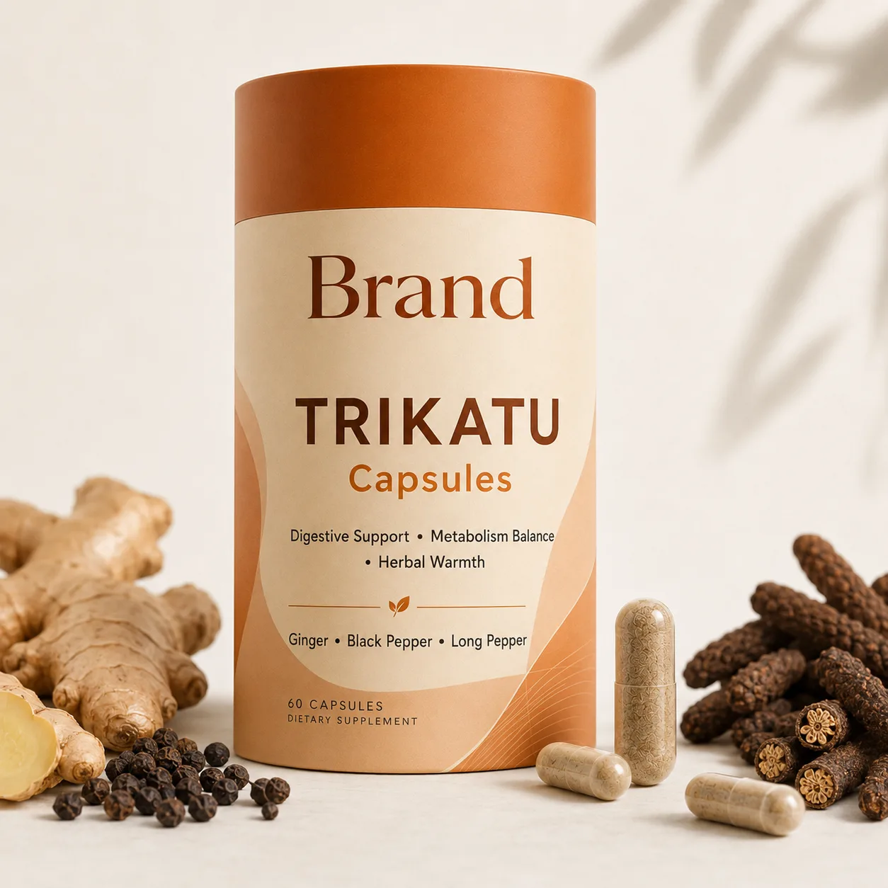Trikatu private label packaging and labeling support in India for export-quality herbal wellness brands