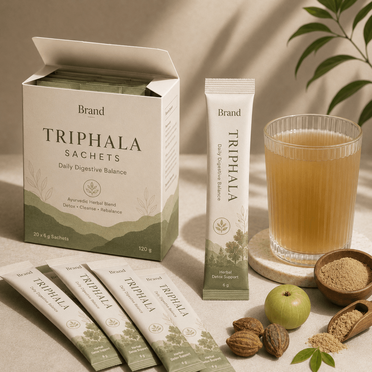 Triphala manufacturing in India for herbal wellness, ayurvedic and natural product brands with private label packaging bulk supply and export support