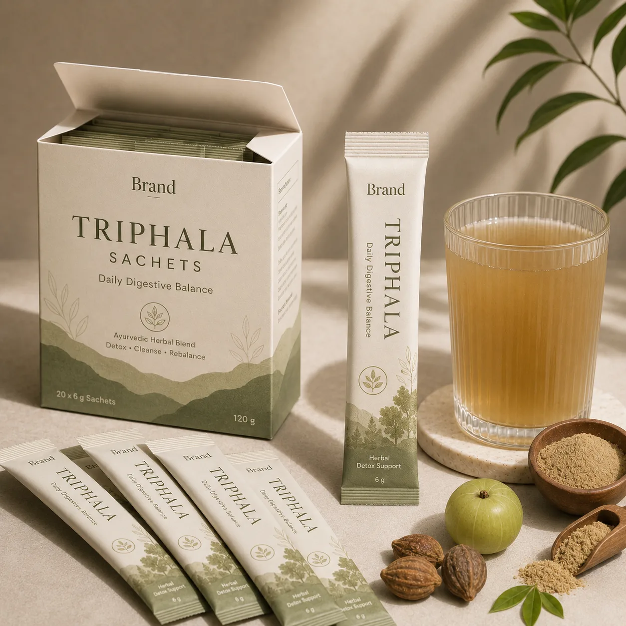Triphala manufacturing in India for herbal wellness, ayurvedic and natural product brands with private label packaging bulk supply and export support