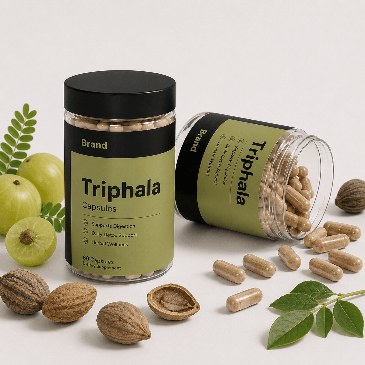 Triphala Capsule manufacturing in India for herbal wellness, ayurvedic and natural product brands custom formulation bulk production and export buyers